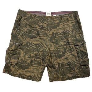 626 Blue Vintage Surplus Co Cargo Shorts Men's 48 Palm Leaves Ripstop Normcore